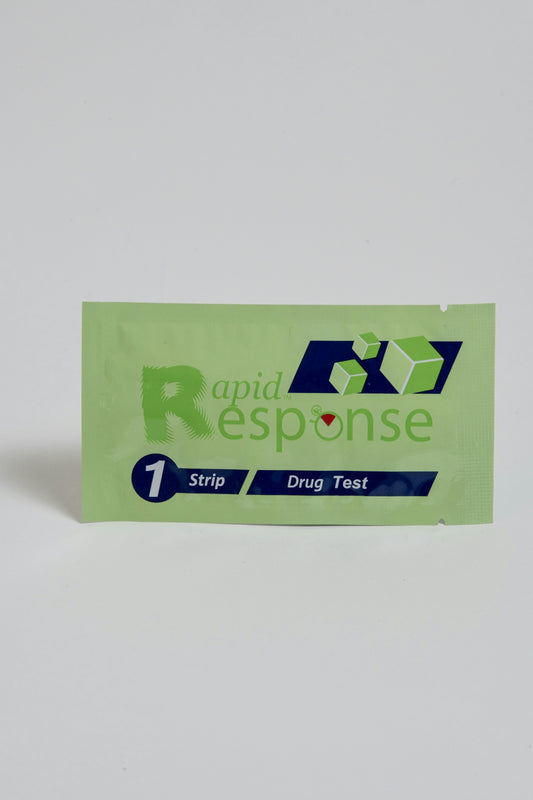 a packet of rapid response strips on a white background